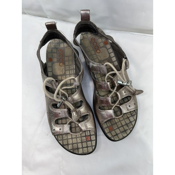Ecco Jab Toggle Leather Metallic Slingback Sandals Sz 6 / 36  Woman’s Outdoor‎ - Picture 2 of 9